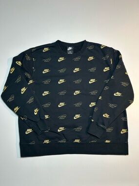 Nike Sportswear Women’s Shine All-Over Print (AOP) Metallic Gold Crew Sweatshirt